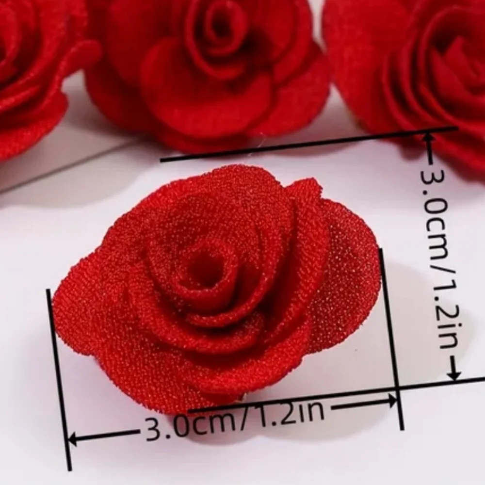 10pc Pink Rose Hair Clips 3D Soft Fabric With Golden Alligator Clips (OS) NWT